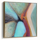 Large Abstract Wall Art – Aqua & Earthy Tones Modern Painting