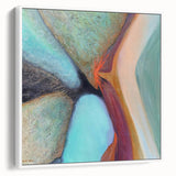 Large Abstract Wall Art – Aqua & Earthy Tones Modern Painting