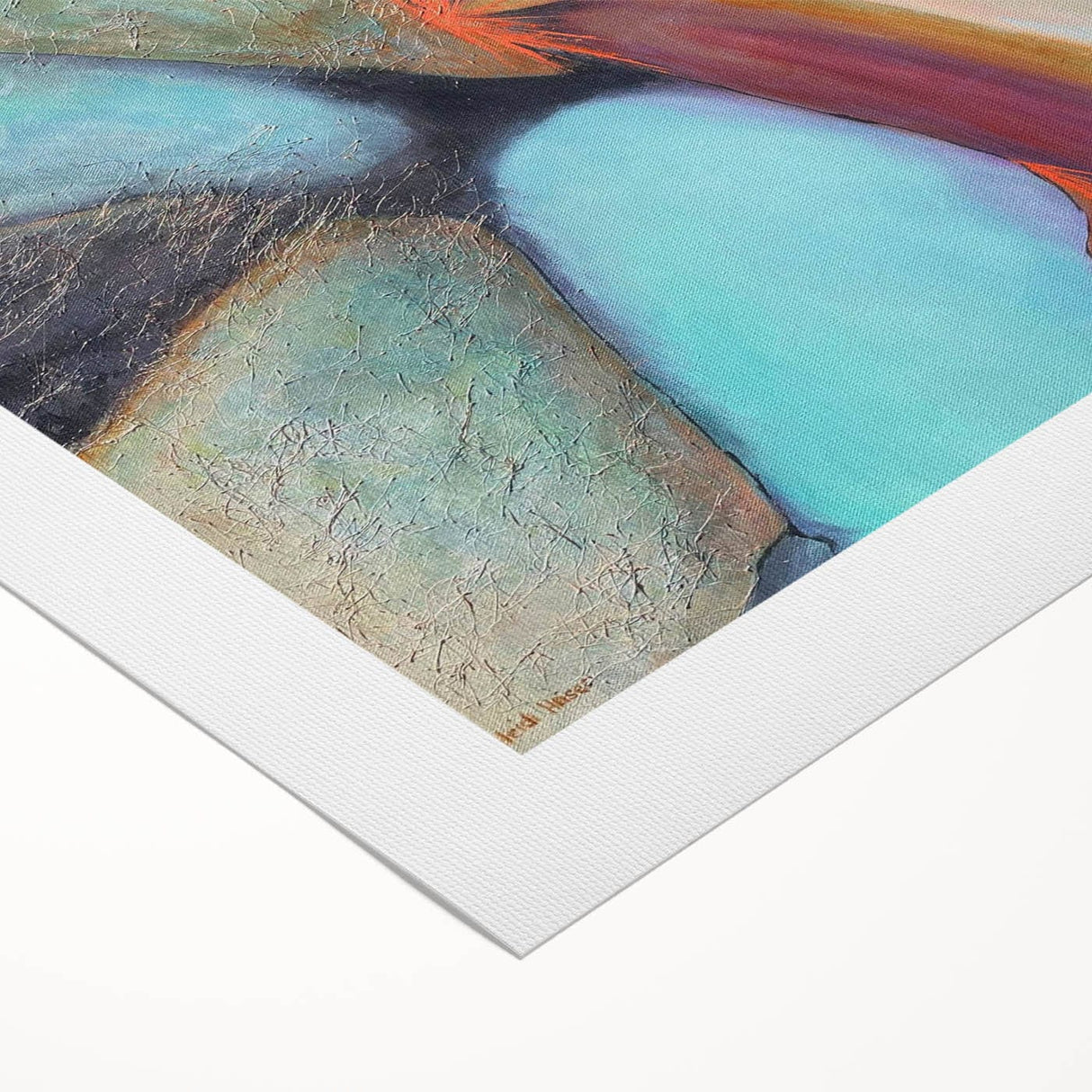 Large Abstract Wall Art – Aqua & Earthy Tones Modern Painting