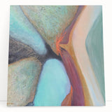 Large Abstract Wall Art – Aqua & Earthy Tones Modern Painting