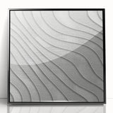 Contemporary Framed Abstract Art – Textured Wave Pattern in Silver