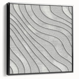 Contemporary Framed Abstract Art – Textured Wave Pattern in Silver