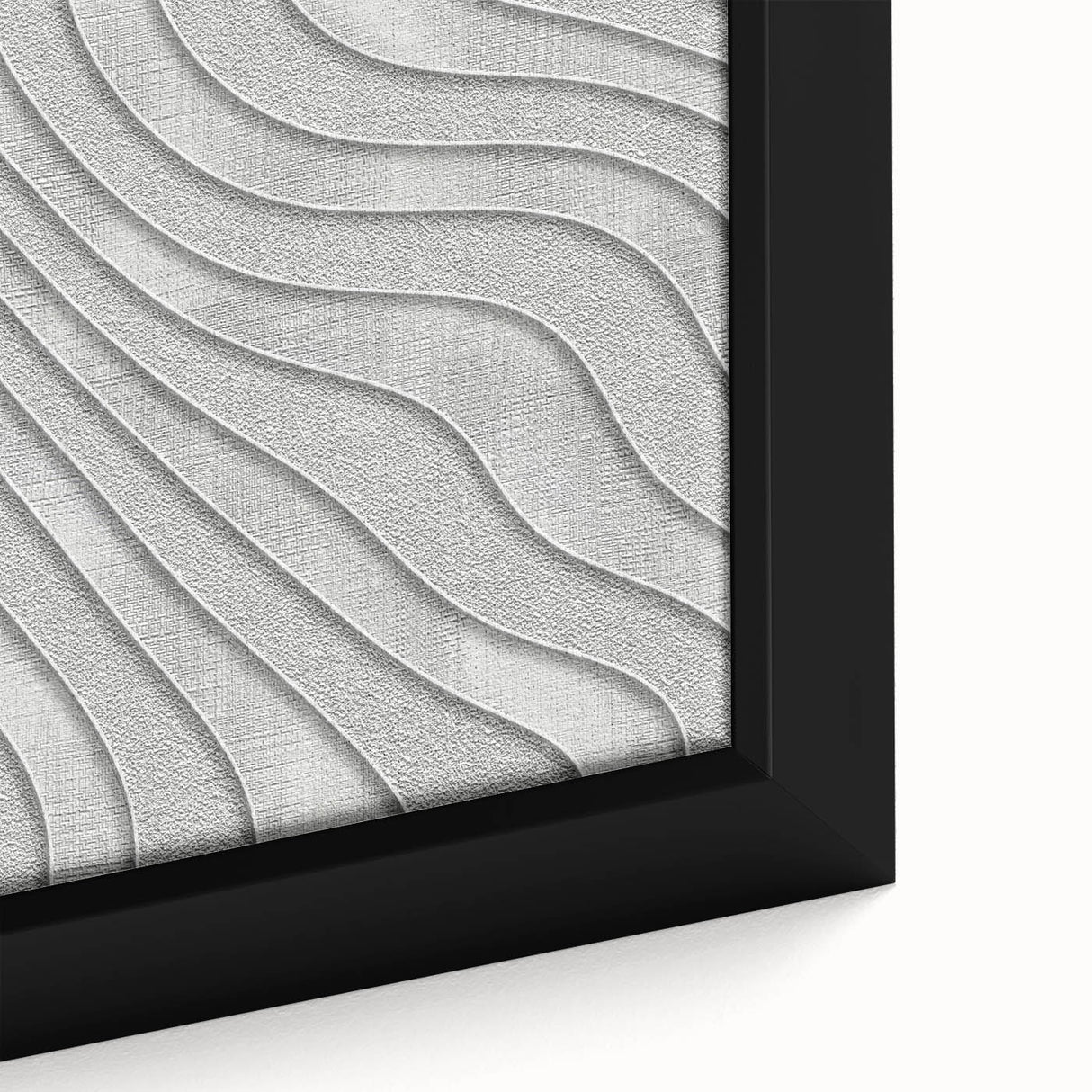 Contemporary Framed Abstract Art – Textured Wave Pattern in Silver
