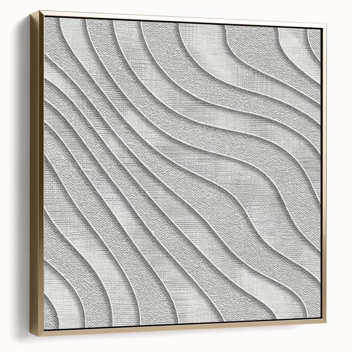 Contemporary Framed Abstract Art – Textured Wave Pattern in Silver