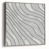 Contemporary Framed Abstract Art – Textured Wave Pattern in Silver