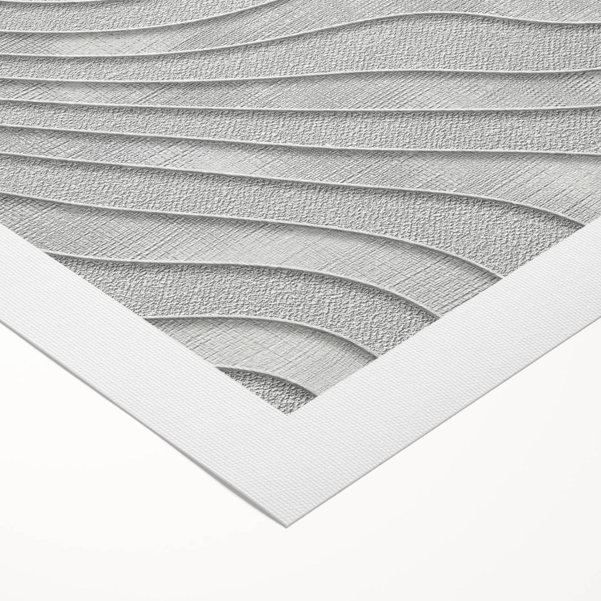 Contemporary Framed Abstract Art – Textured Wave Pattern in Silver