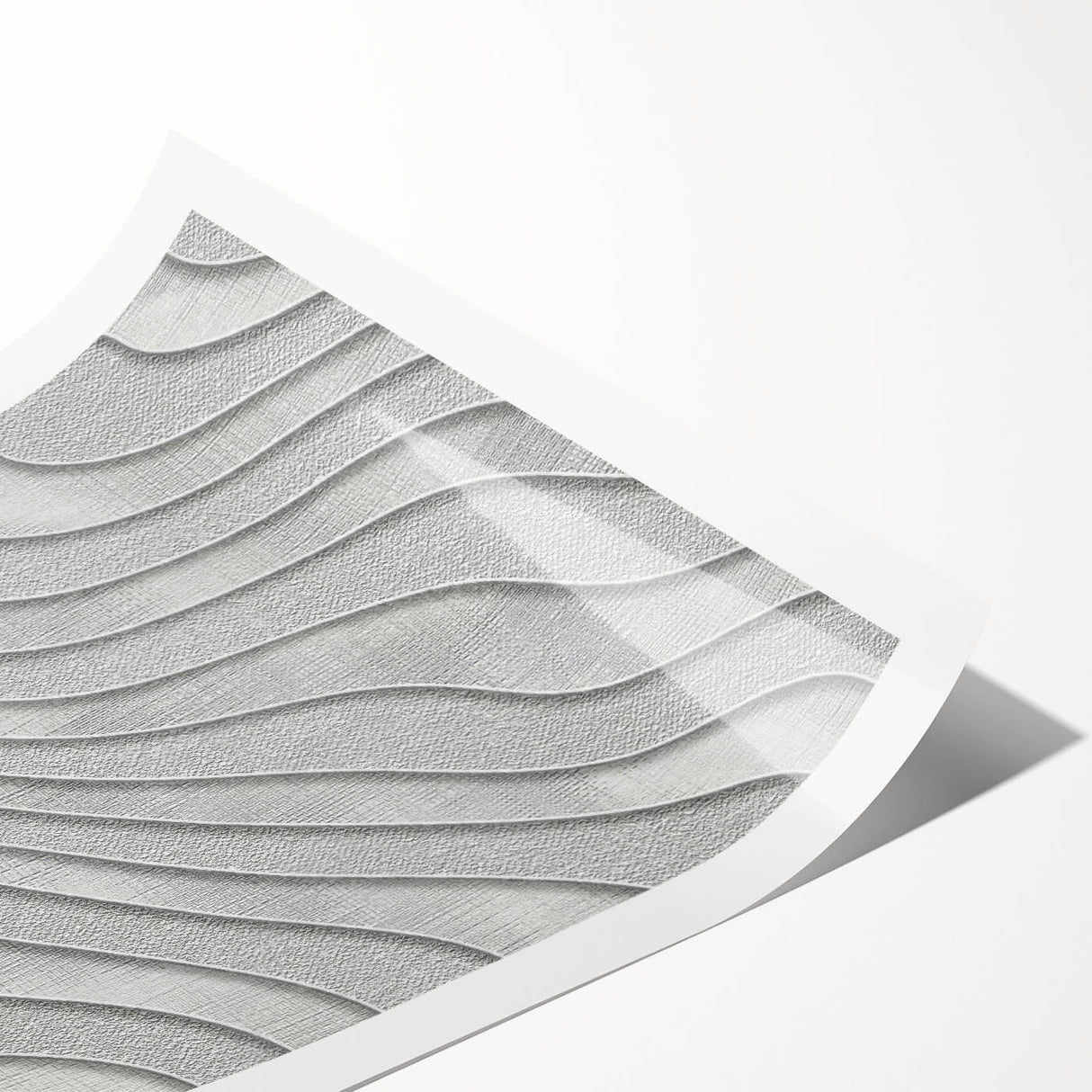 Contemporary Framed Abstract Art – Textured Wave Pattern in Silver