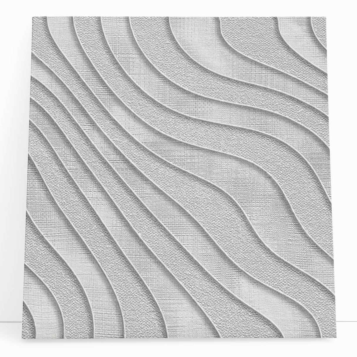 Contemporary Framed Abstract Art – Textured Wave Pattern in Silver