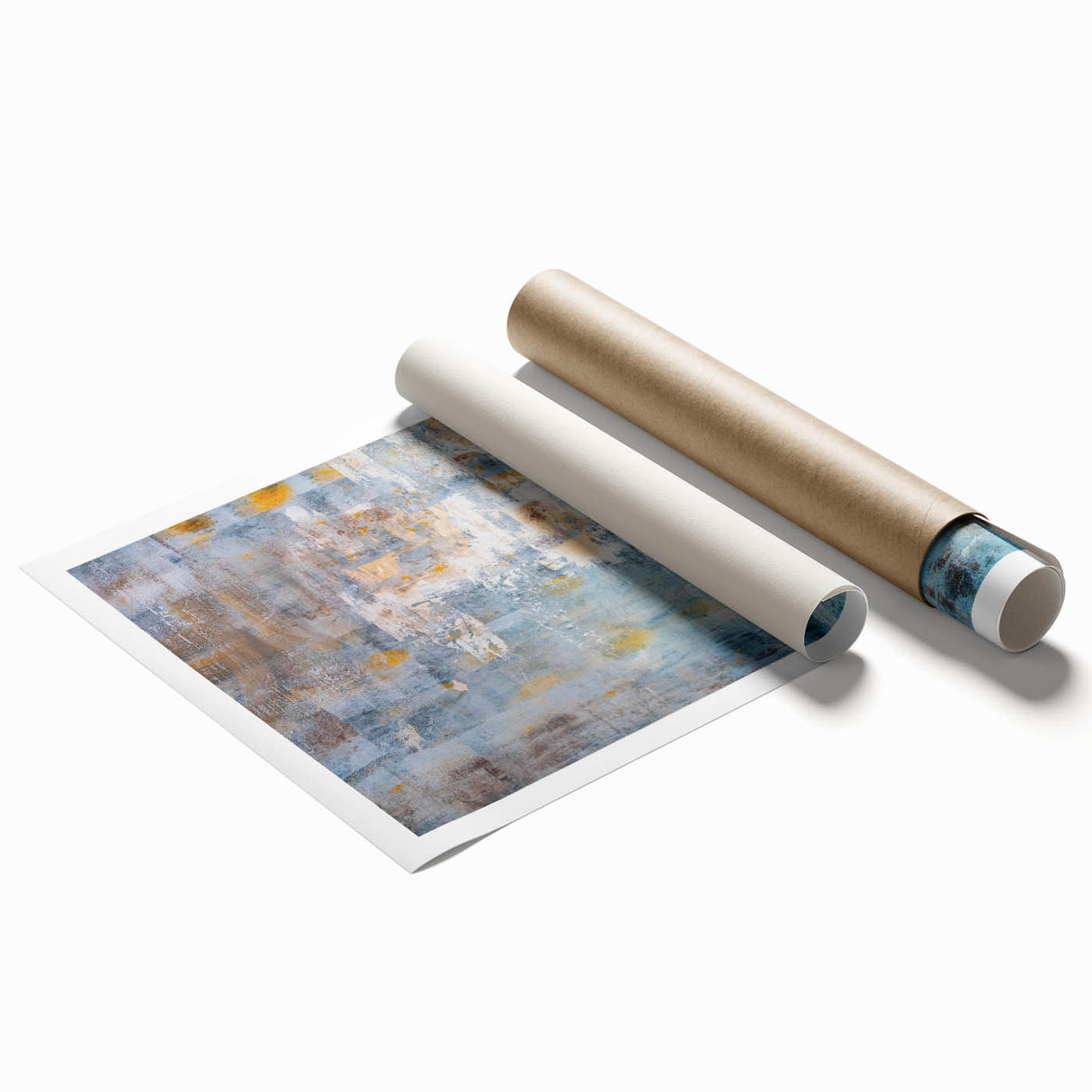 Textured Abstract Wall Art – Blue and Yellow Modern Canvas Art