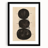 Abstract Geometric Framed Art – Minimalist Black Circles on Beige
