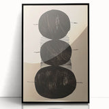 Abstract Geometric Framed Art – Minimalist Black Circles on Beige