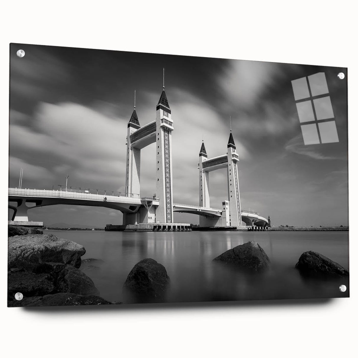 Modern urban landscape art – Striking architectural bridge print
