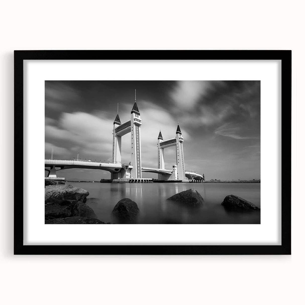 Modern urban landscape art – Striking architectural bridge print