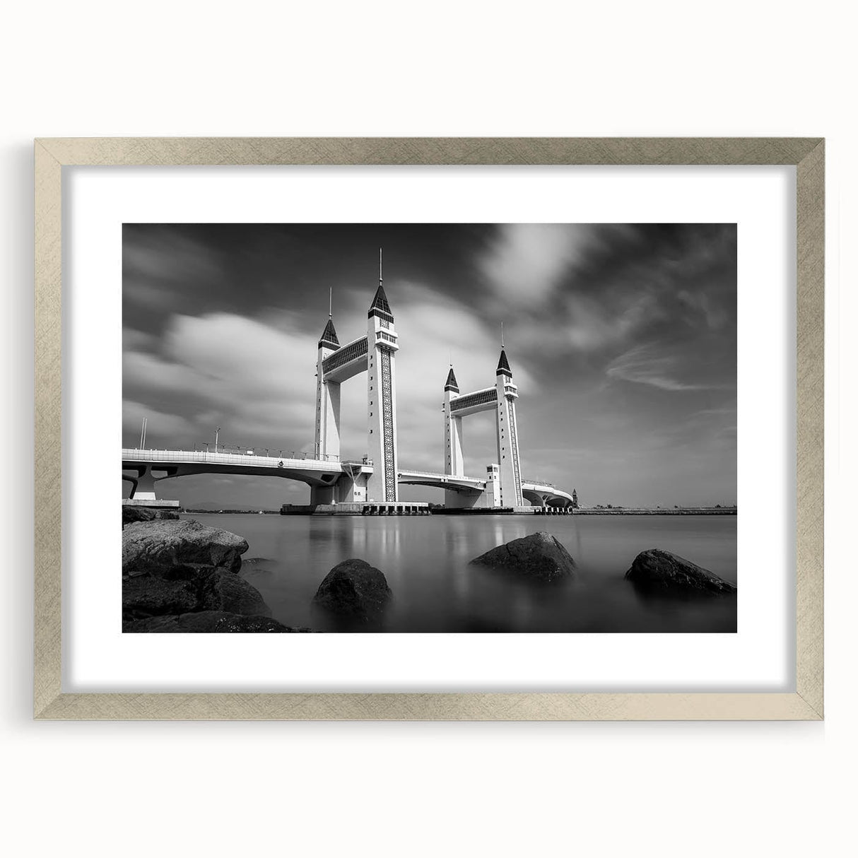 Modern urban landscape art – Striking architectural bridge print