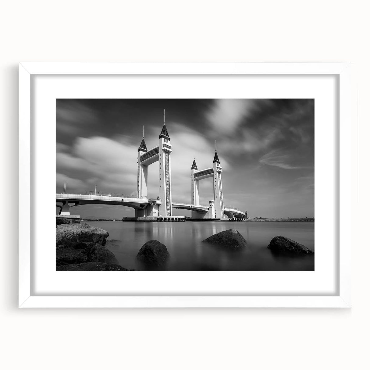 Modern urban landscape art – Striking architectural bridge print