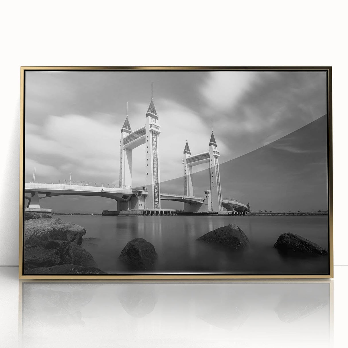 Modern urban landscape art – Striking architectural bridge print