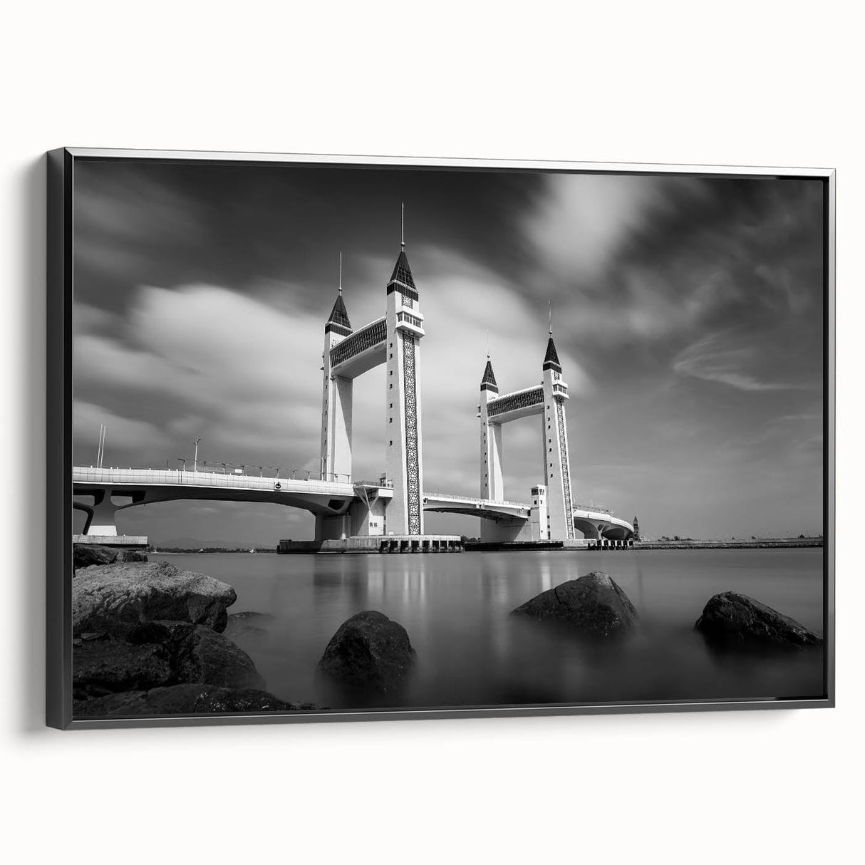 Modern urban landscape art – Striking architectural bridge print