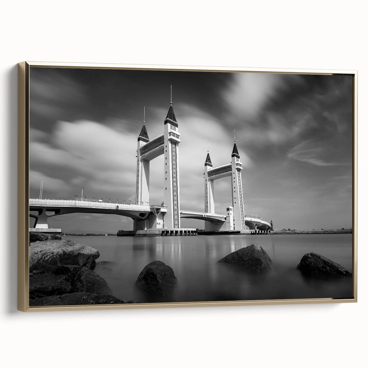 Modern urban landscape art – Striking architectural bridge print