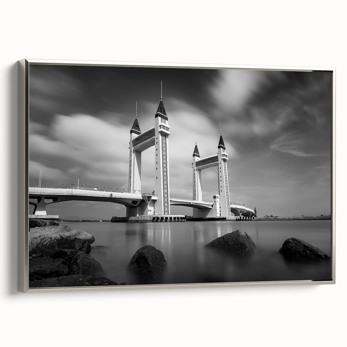 Modern urban landscape art – Striking architectural bridge print