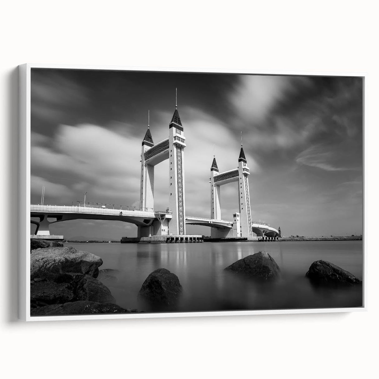 Modern urban landscape art – Striking architectural bridge print