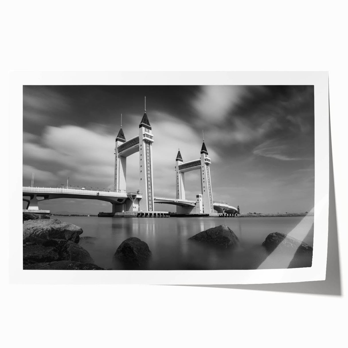 Modern urban landscape art – Striking architectural bridge print