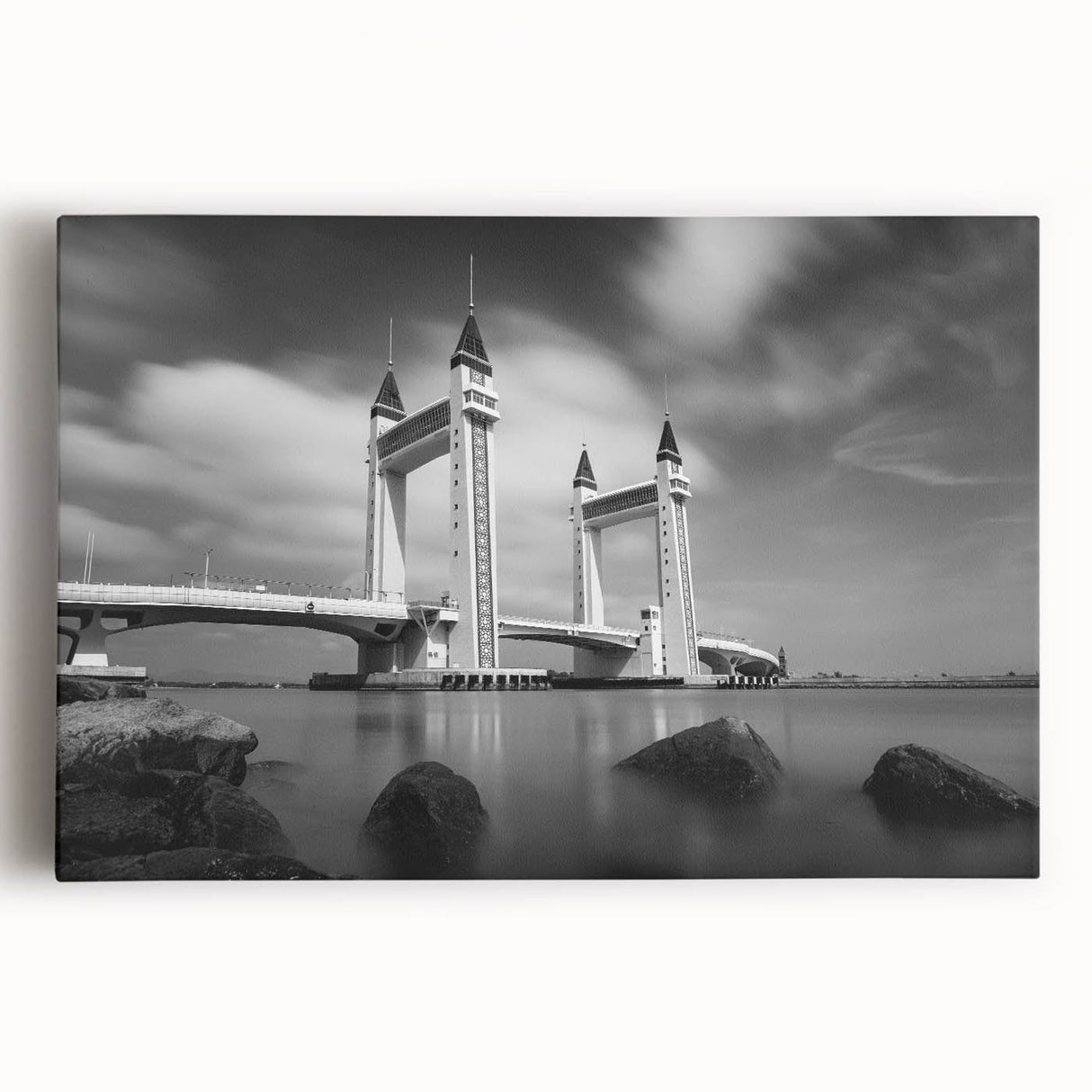 Modern urban landscape art – Striking architectural bridge print