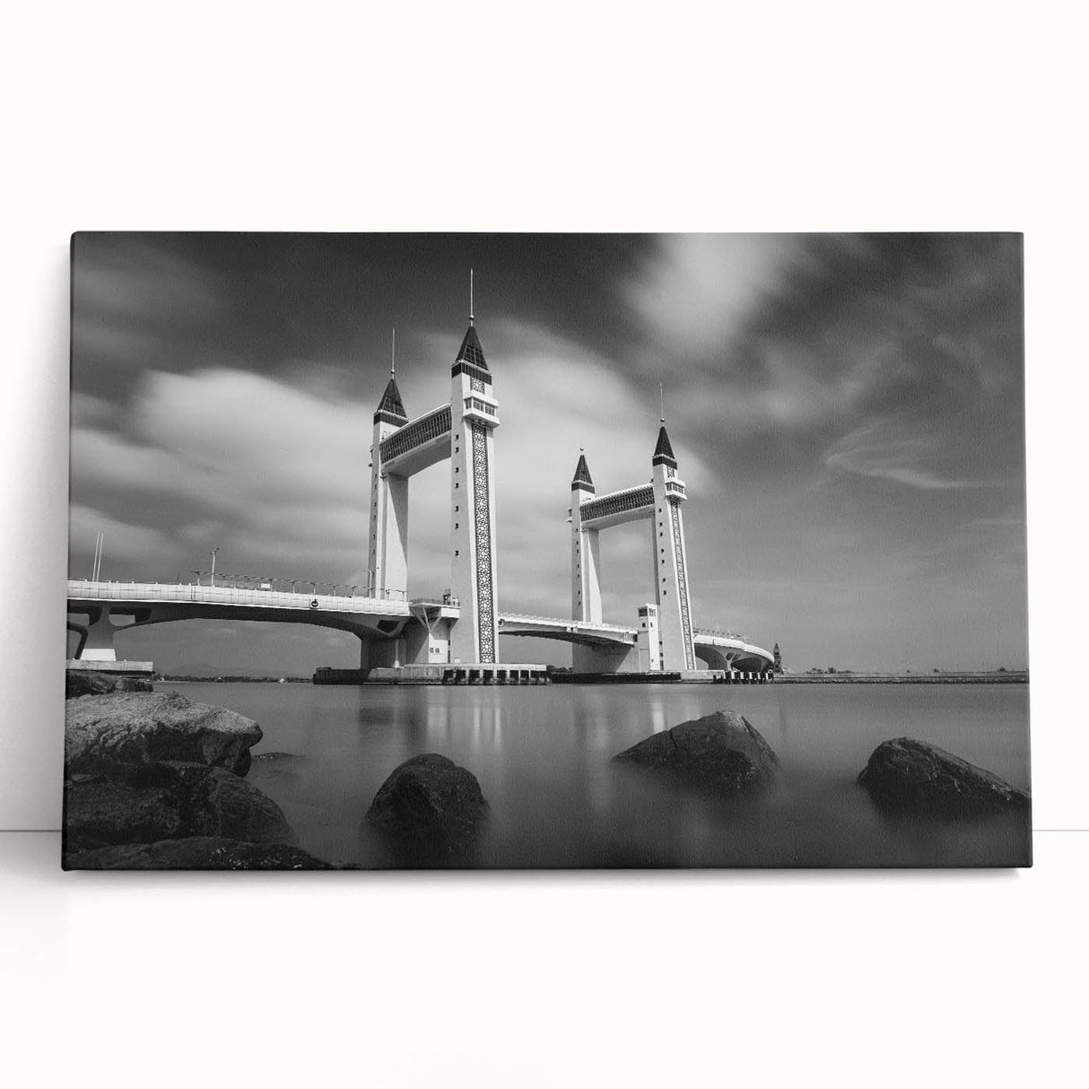 Modern urban landscape art – Striking architectural bridge print