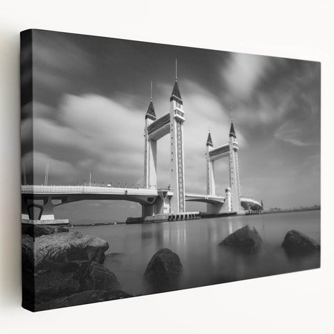 Modern urban landscape art – Striking architectural bridge print