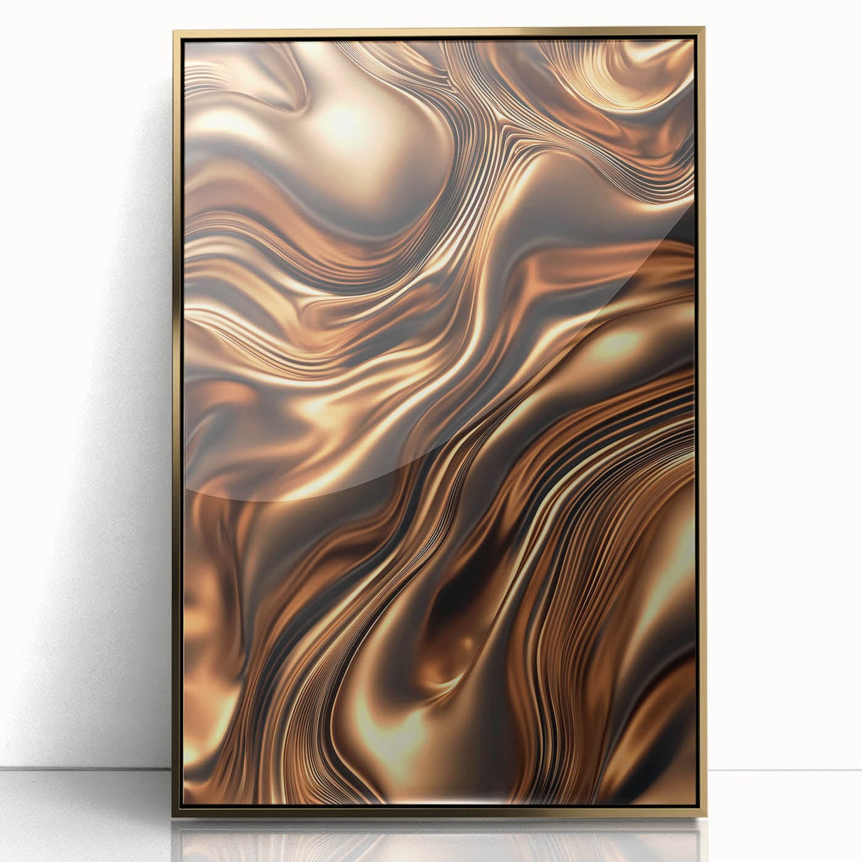 Abstract Fluid Canvas Art in Bronze Glow - Modern Fluid Art Prints