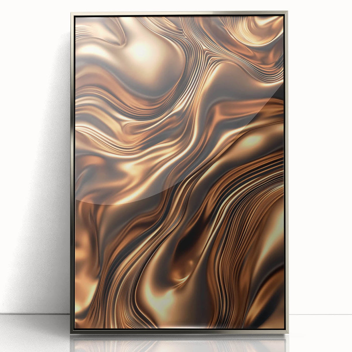 Abstract Fluid Canvas Art in Bronze Glow - Modern Fluid Art Prints