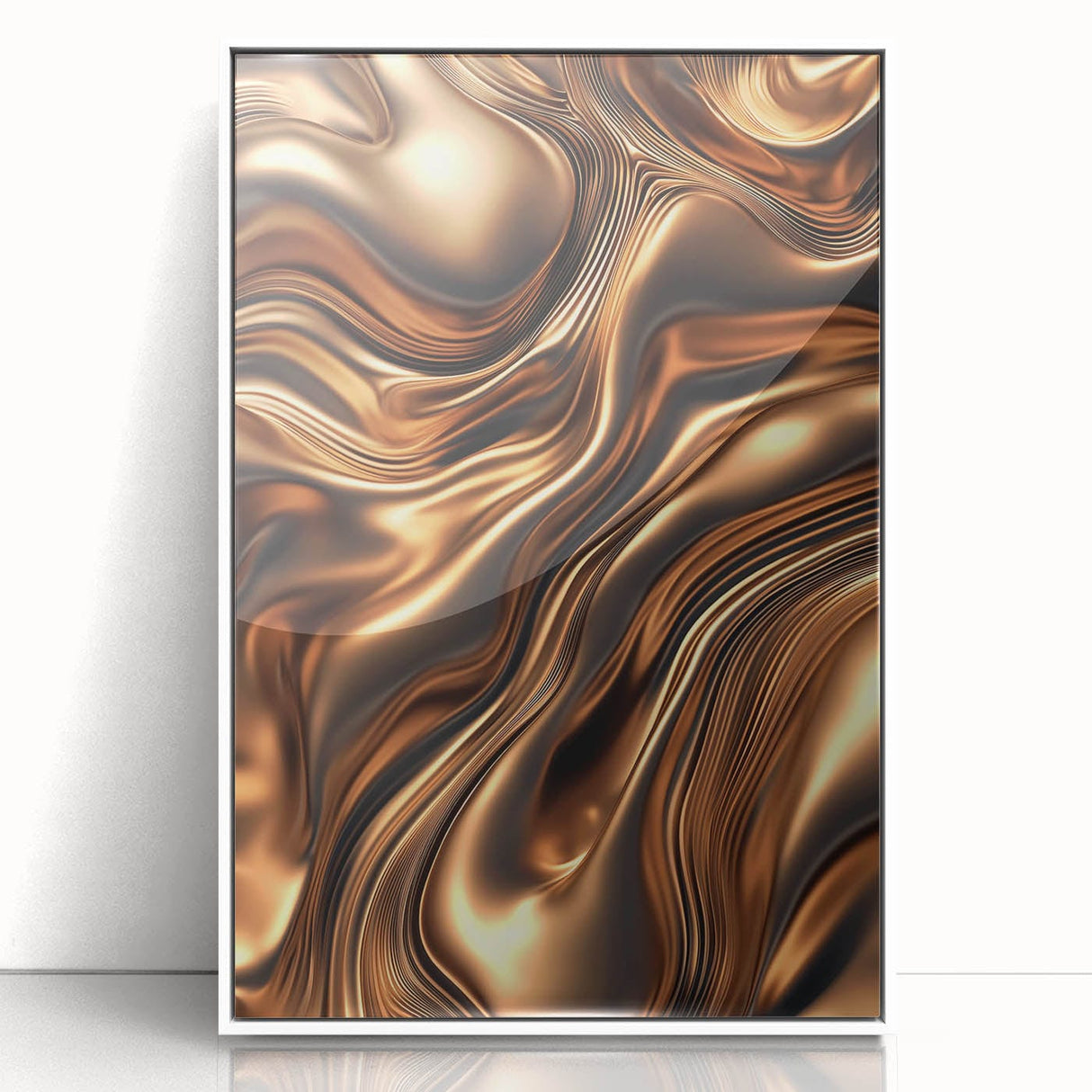 Abstract Fluid Canvas Art in Bronze Glow - Modern Fluid Art Prints