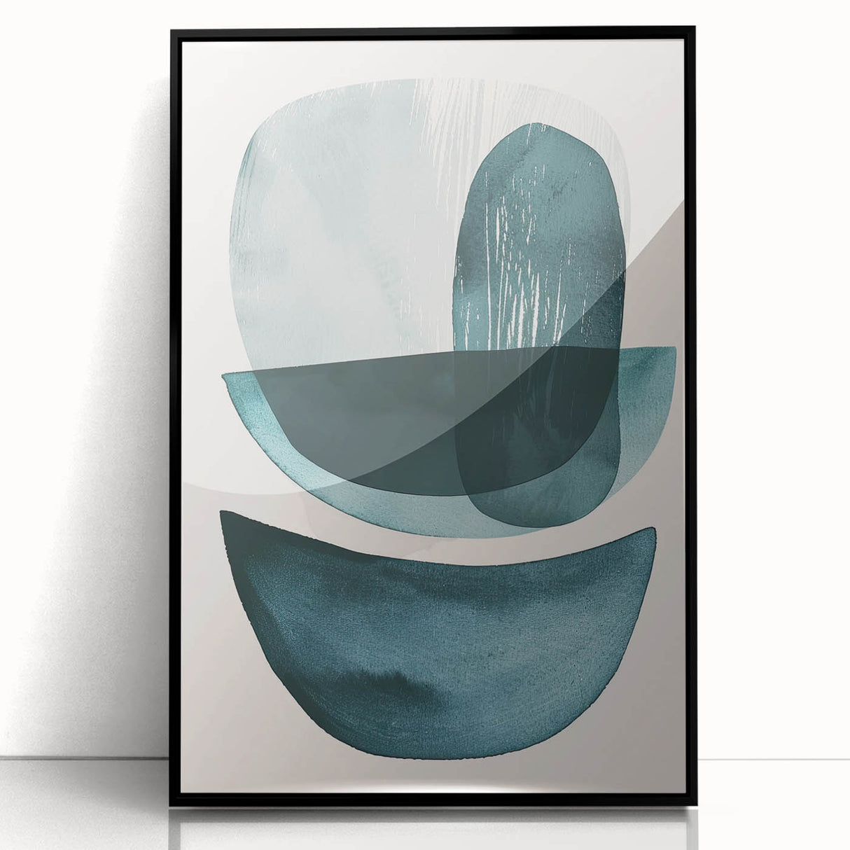 Minimalist Abstract Canvas Prints – Modern Geometric Teal Wall Art