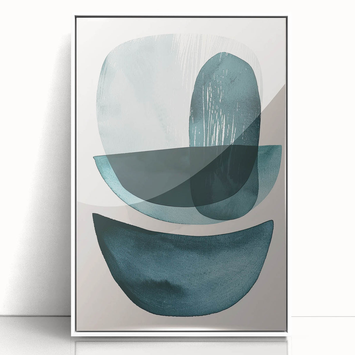 Minimalist Abstract Canvas Prints – Modern Geometric Teal Wall Art