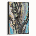 Large Abstract Wall Art – Moody Fluid Painting with Gold Accents