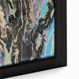 Large Abstract Wall Art – Moody Fluid Painting with Gold Accents