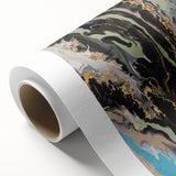 Large Abstract Wall Art – Moody Fluid Painting with Gold Accents