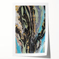 Large Abstract Wall Art – Moody Fluid Painting with Gold Accents