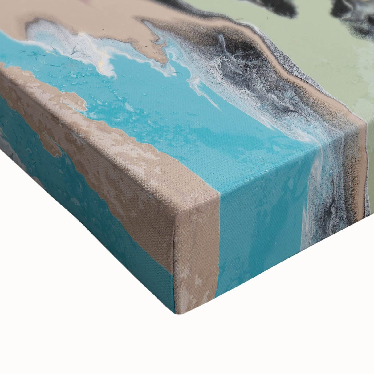 Large Abstract Wall Art – Moody Fluid Painting with Gold Accents