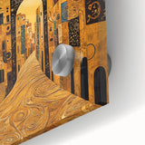 Golden Abstract Architectural Wall Art – Modern Cityscape Print