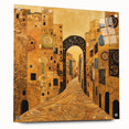 Golden Abstract Architectural Wall Art – Modern Cityscape Print