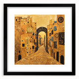 Golden Abstract Architectural Wall Art – Modern Cityscape Print