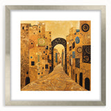 Golden Abstract Architectural Wall Art – Modern Cityscape Print