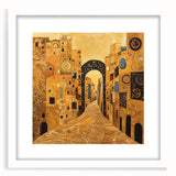 Golden Abstract Architectural Wall Art – Modern Cityscape Print
