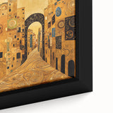 Golden Abstract Architectural Wall Art – Modern Cityscape Print