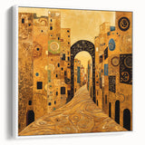 Golden Abstract Architectural Wall Art – Modern Cityscape Print