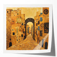 Golden Abstract Architectural Wall Art – Modern Cityscape Print