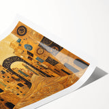 Golden Abstract Architectural Wall Art – Modern Cityscape Print