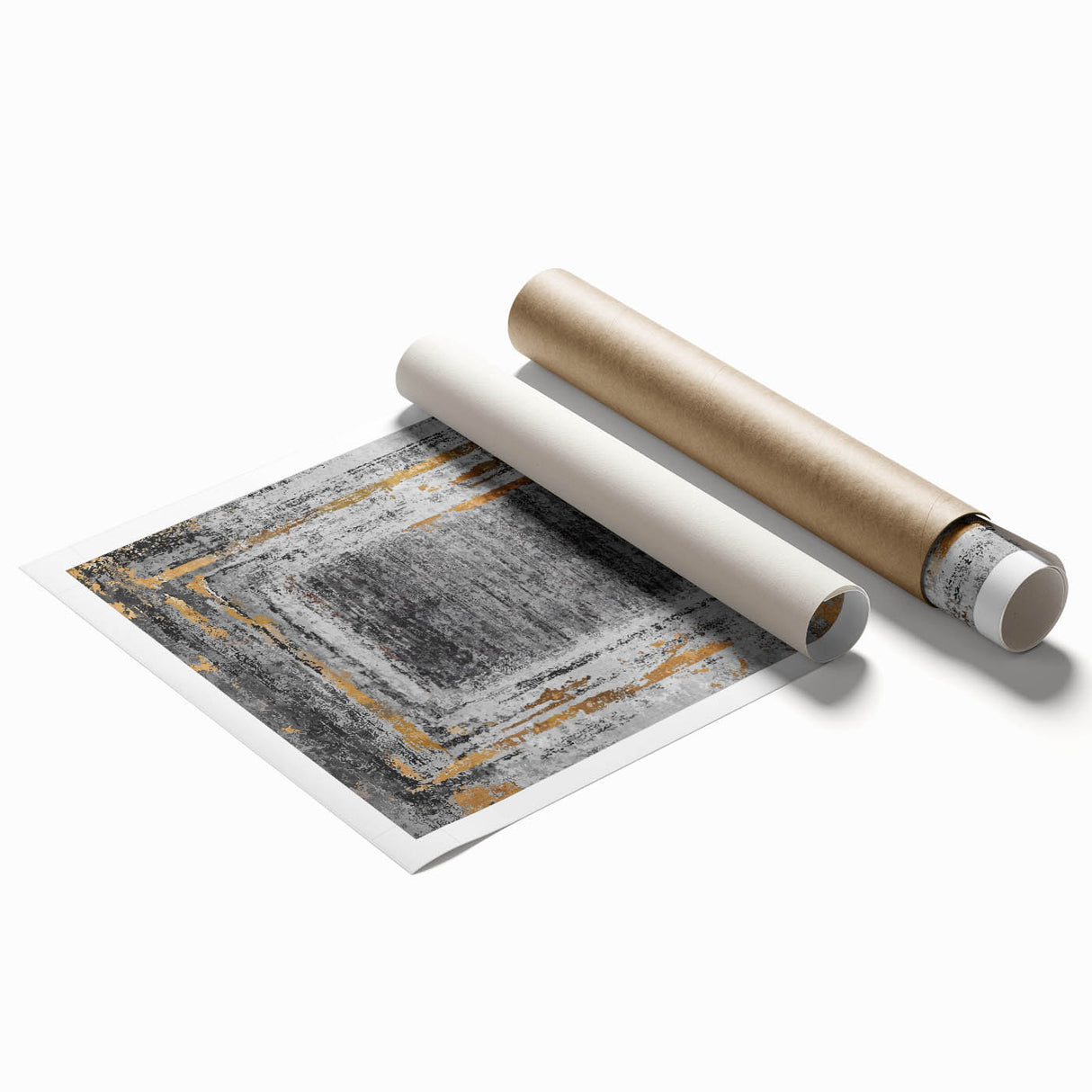 Earthen Harmony Abstracts – Gold and Gray Minimalist Wall Decor