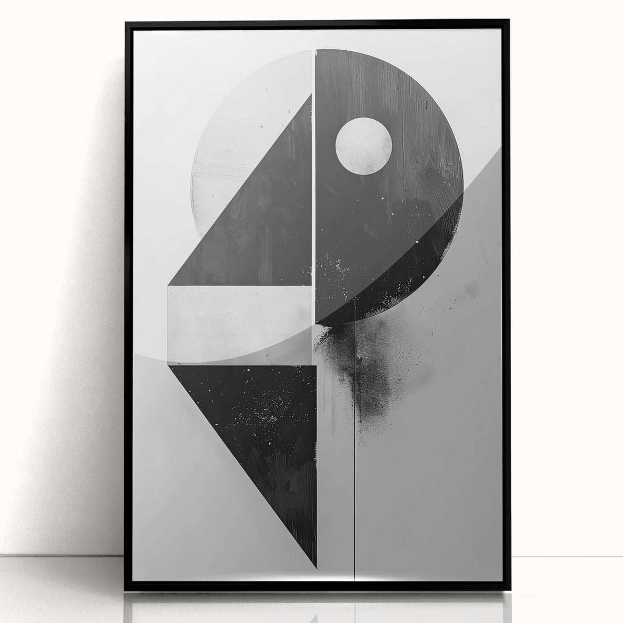 Geometric Minimalist Abstract Wall Art – Black and White Modern Print