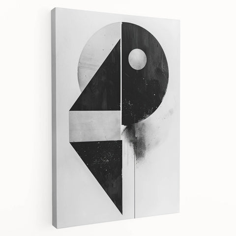 Geometric Minimalist Abstract Wall Art – Black and White Modern Print